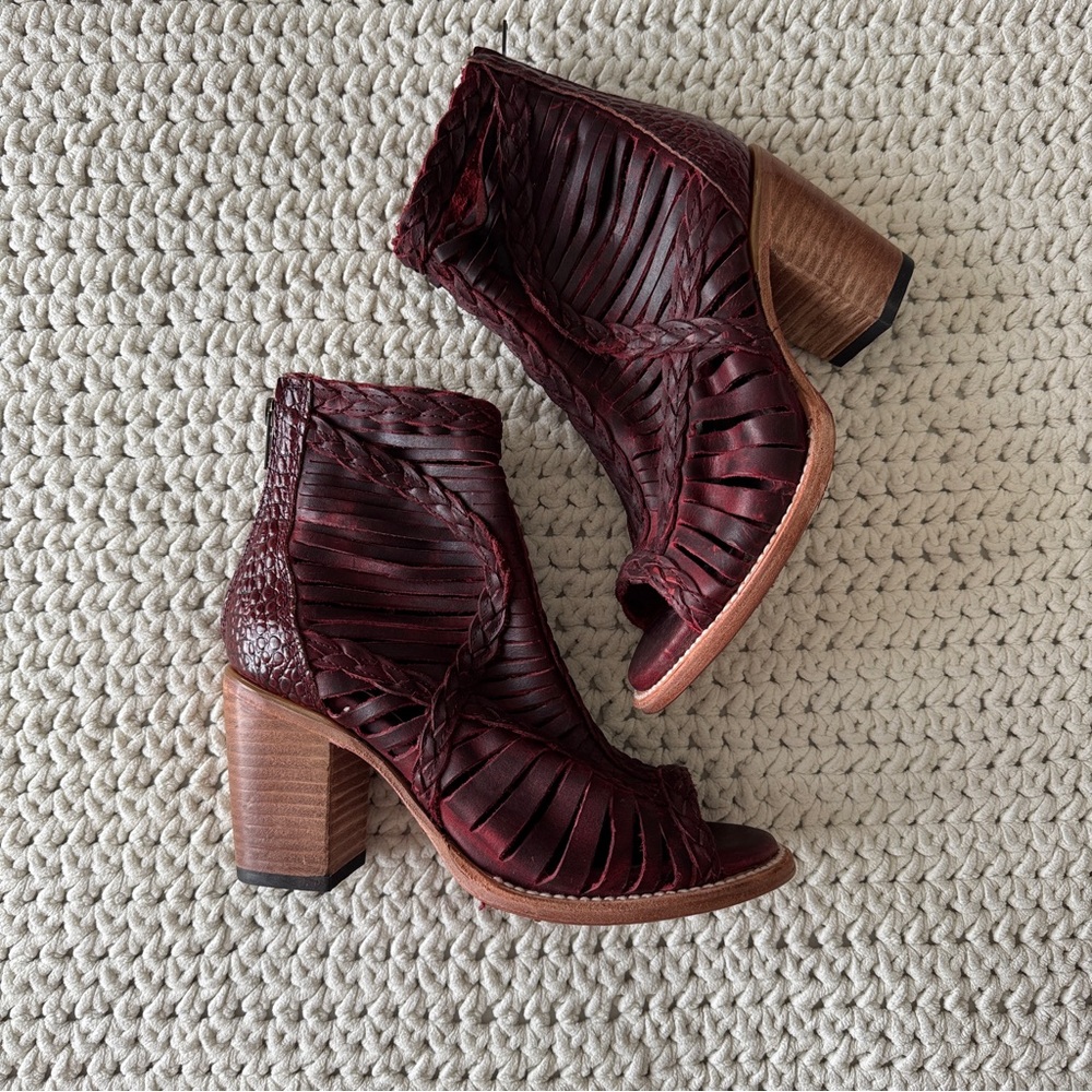 Freebird by Steven Burgundy Cutout Ankle Boots